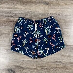Chubbies Men's Swim Trunks Shorts Neon Tropical Drawstring Lined Size‎ L Blue